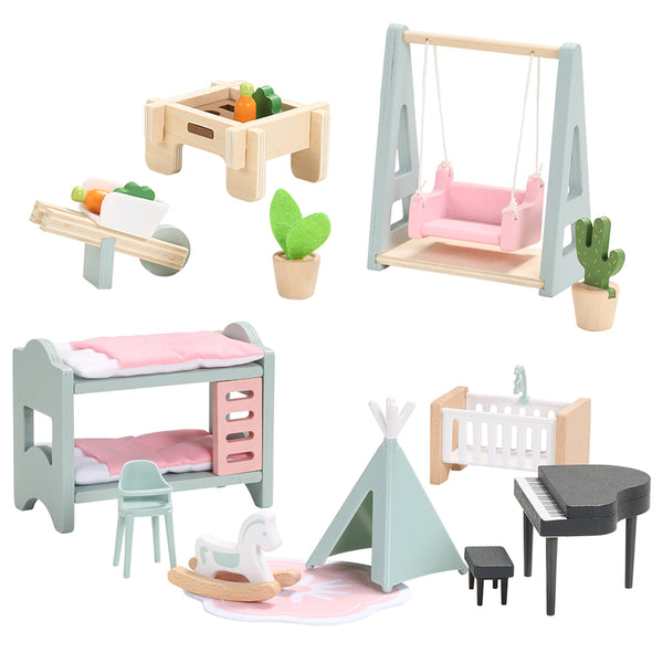 Dollhouse-Garden&Babyroom Set