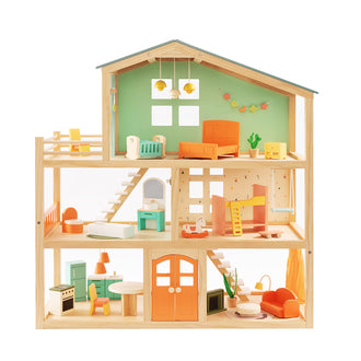 Modern Candy Wooden Dollhouse for Kids Ages 3+ - Giant Bean