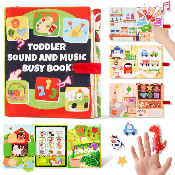 Giant bean Busy Book for Toddlers 1-3, Montessori Toy with Sound Panel for 2-5 Year Old, Toddler Activity Book for Boys & Girls, Early Development Activity Book, Birthday Gifts, Easter Basket Stuffers