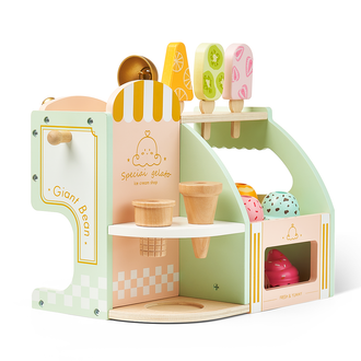 Wooden Ice Cream Shop Playset with Scoop Ages 3+ - Giant Bean