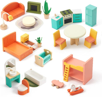 Wooden Candy Dollhouse Furniture Set 26 Pieces Ages 3+ - Giant Bean