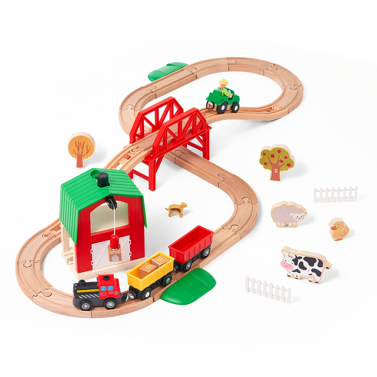 Farm Train Target 42-Piece Wooden Farm Train Set with Battery Engine Ages 3-8 | Giant ...