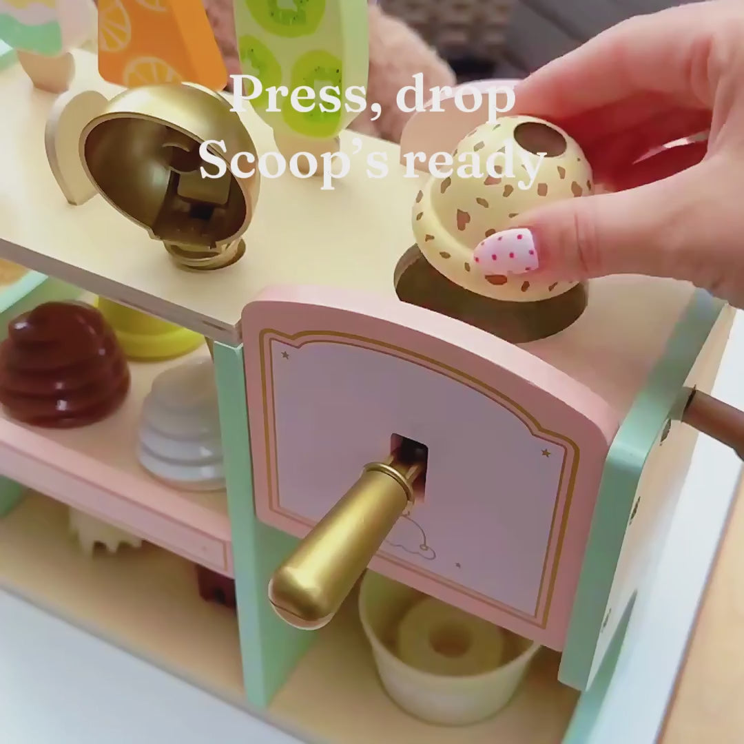 Wooden Ice Cream Shop Playset with Scoop Ages 3+ | Giant Bean